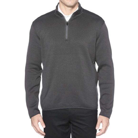 🌼 PGA TOUR APPAREL Solid Fleece Back 1/4-Zip Sweater, Charcoal Grey M - Picture 1 of 9